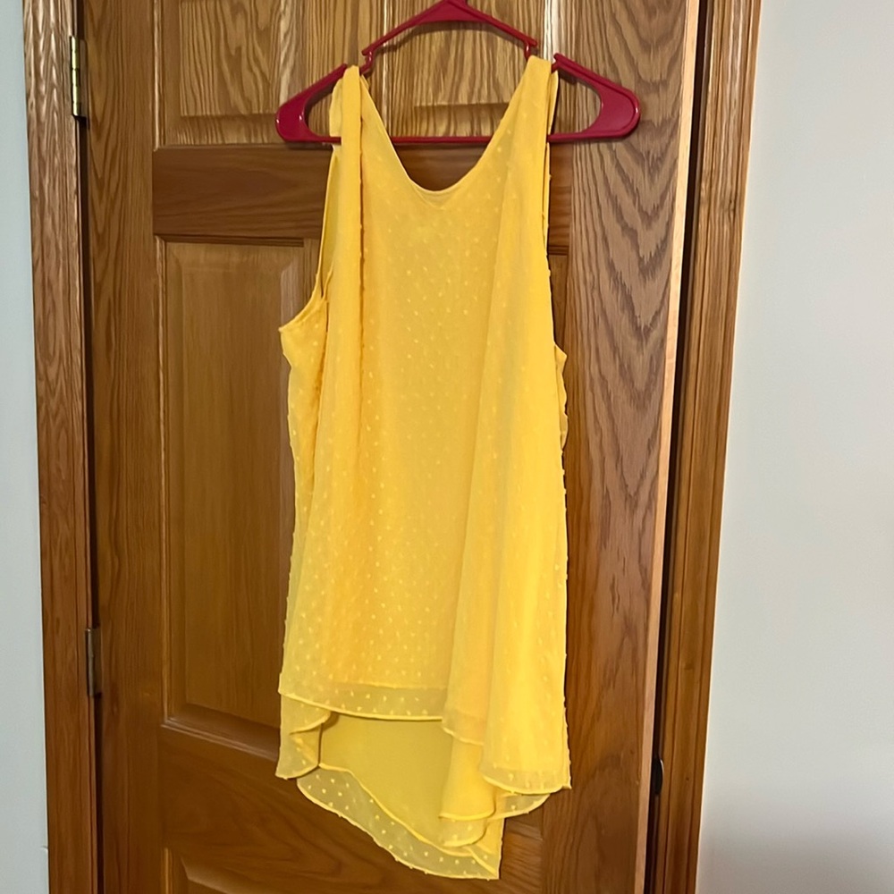 Yellow sleeveless high low dressy top